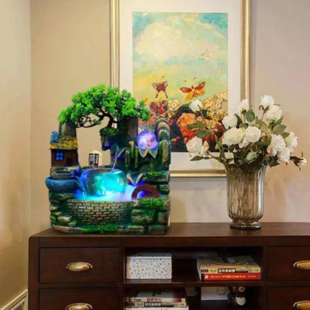 Desktop Fountain Waterfall Fish Bowl Feng Shui Landscape Rockery Indoor Ornament