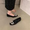 Flat Bottom Silver High-end Square Head Rhinestone Single Shoes Women's Shoes Autumn 2025 New Commuter Black Beanie Shoes