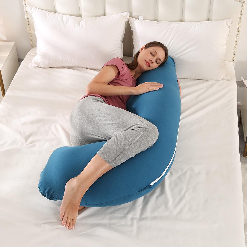 1.8KG Cotton J-shaped Pillow for Pregnant Women Sleeping Pillow Care for Pregnancy Breastfeeding Pillow for Pregnant