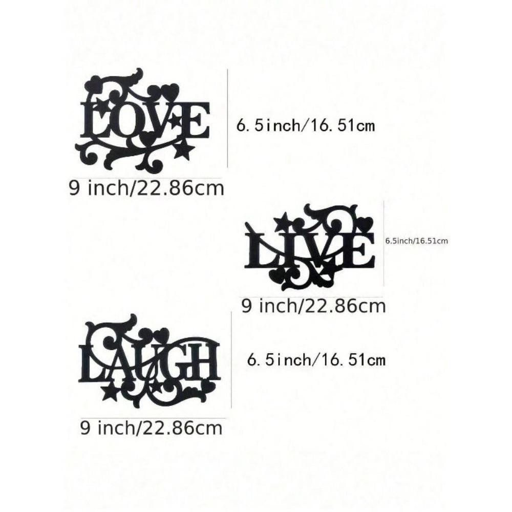 Metal Wall Decor Plaque Set LOVE LIVE LAUGH with Leaves for Living Room Bedroom Birthday Gift