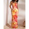 Printed Women's Clothing Backless Skinny Hip Wrap Suspender Swing Neck Dress Sexy Spice Fashion