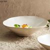 Beige Color Ceramic Bowl Irregular Dessert Bowl Soup Bowl Spaghetti Bowls Salad Bowls Deep Bowls Molecular Cooking Tableware