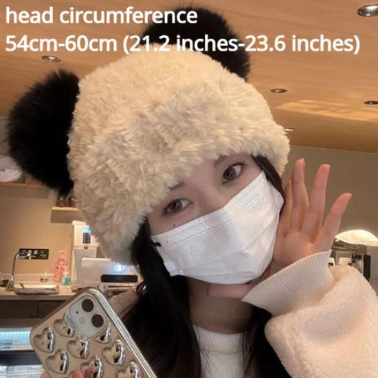 Women Thermal Faux Fur Cap Hat Beanie Ear Warmer Thicken Winter Cute Furry Hat бежевый