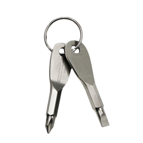 Screwdriver Keychain Mini Chrome Vanadium Alloy Steel Hand Tool Slotted/Phillips Screwdriver Key Ring for Outdoor