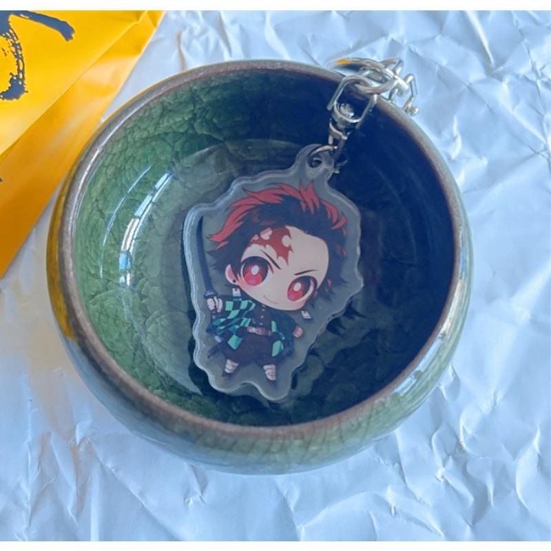 Kawaii Demon Slayer Cartoon Acrylic Keychain Kamado Tanjirou Anime Action Figures Doll Car Key Bag Decoration Cute Gift for Girl
