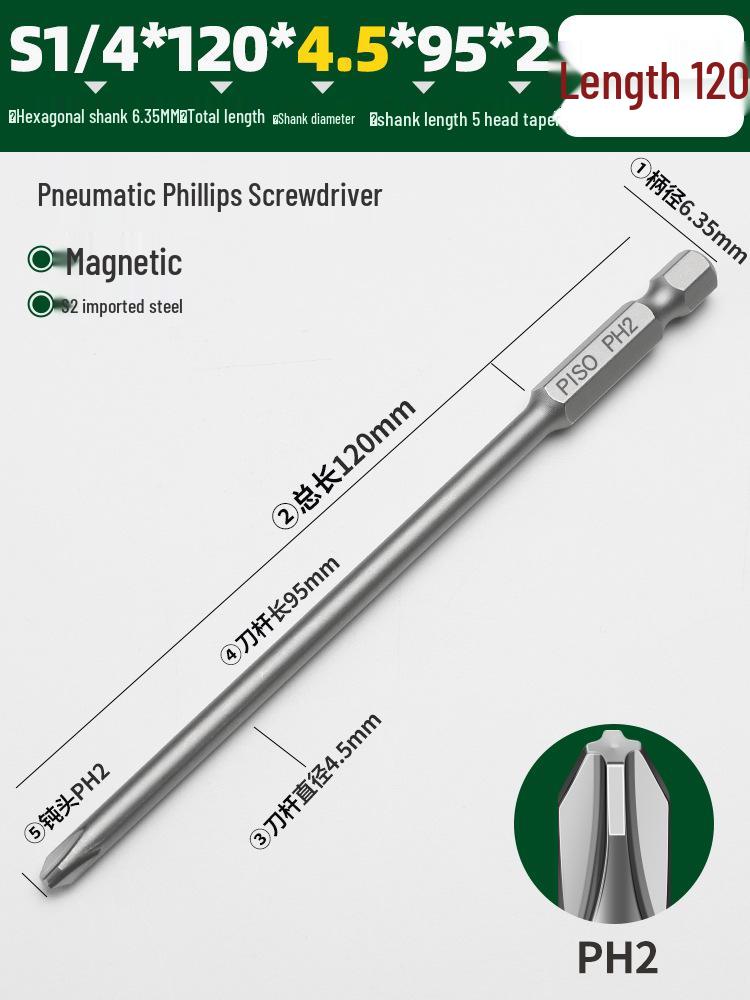 PISO Anti-Slip Cross Extended Rod Strong Magnet Hex PH2 Drill & Screwdriver Bit Set