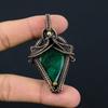 Beautiful Lab-created Emerald Gemstone Copper Wire Wrap Handmade Pendant Jewelry Gift For Love