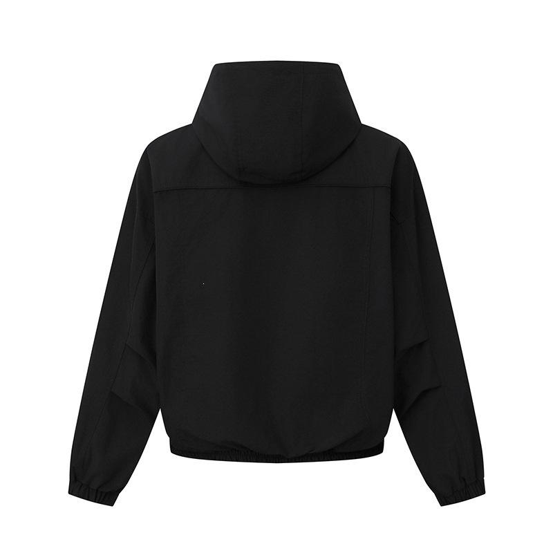 QIYOU 2026 Autumn Unisex Retro Hooded Windbreaker Jacket