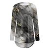 Women's Casual Round Neck Textured Print Long Sleeve T-Shirt Top