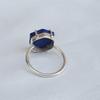 Hexagon Prong Set Lapis Lazuli 925 Sterling Silver Ring Jewelry, Handmade Lapis Ring Jewelry