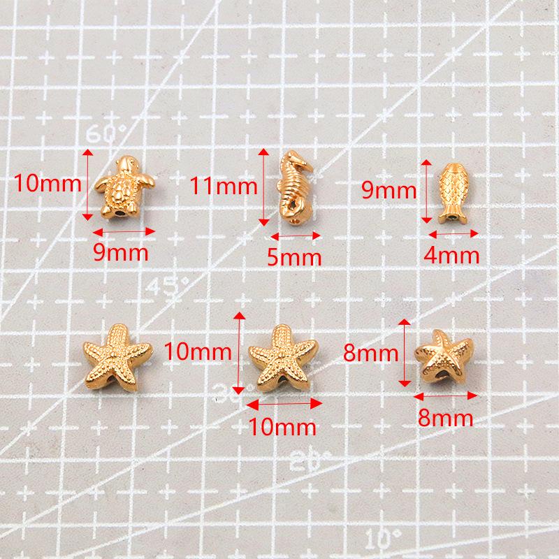 Retro Ocean-Themed Stainless Steel Beaded Pendants: Starfish, Seahorse, Sea Turtle for DIY Bracelets & Necklaces