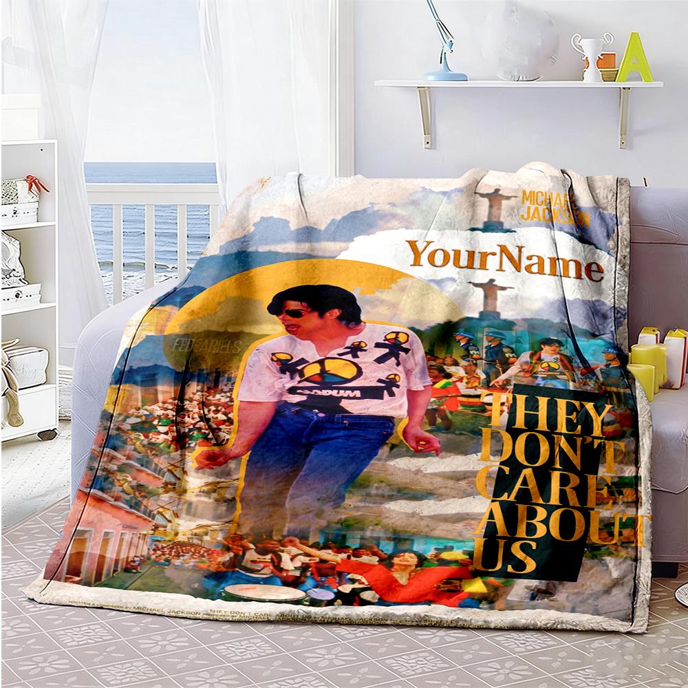 Michael Jackson 149 Personalisierte Textdecke Überwurf Anpassbare Decke Weich Warm Gemütlich Geeignet für Stuhl Wohnzimmer Meeresufer Bett Ganzjahresnutzung