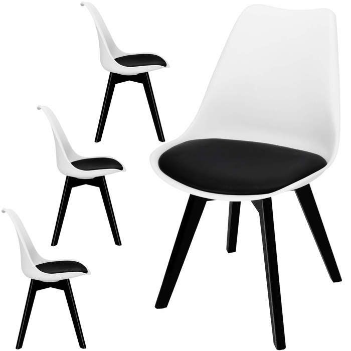 Scandinavian Chairs - SPRINGOS - Springos® - Set of 4 - Padded Seat - White/Black - 125 Kg