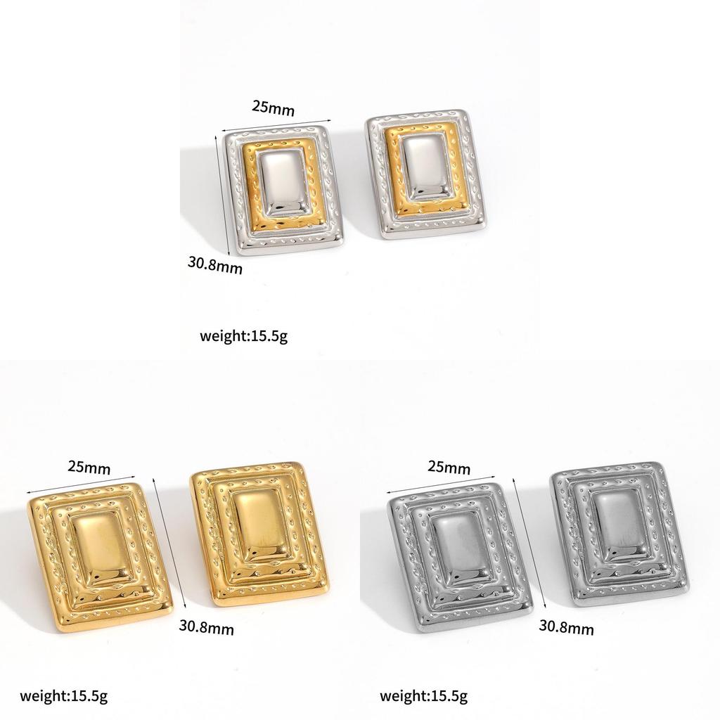 Geometric Stainless Steel Layered Earrings For Womens Fashion Jewelry