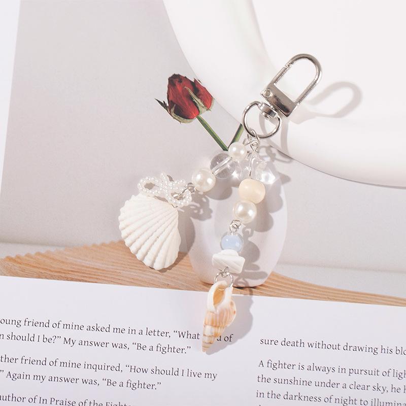 Fashion Ocean Style Shell Pearl Bag Pendant Keychain Conch Mobile Phone Lanyard Car Key Jewellery Women's Backpack Accessories