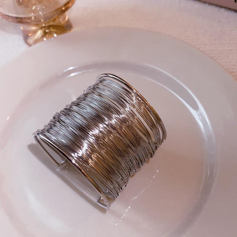 Metal wind multi-layer iron wire opening bracelet personality exaggerated bracelet fashion light luxury high-end jewelry