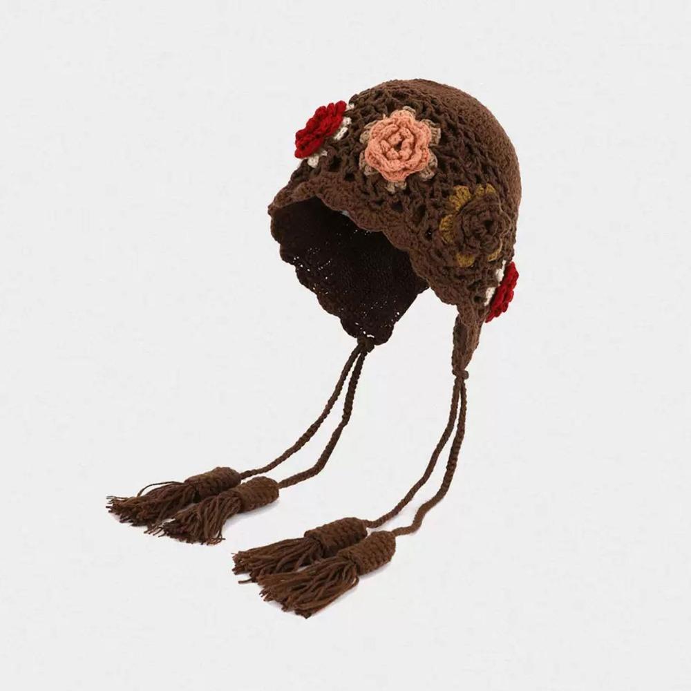 Dimanaf Invierno Otoño Sombrero de Mujer Floral Sombrero Grueso Nuevo 2025 Moda Dama Sombrero Grueso de Punto