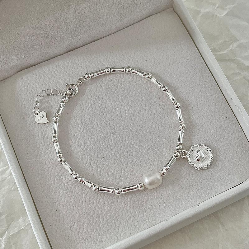 Trendy Heart Embossed Bamboo Pearl Bracelet - Women s Fashionable Jewelry