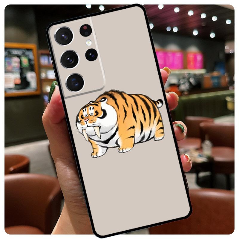 

fat tiger Cartoon Funny Phone Case For Samsung Galaxy S25 Ultra S20 S21 S22 S23 S24 Ultra S9 S10 Plus S25 FE Cover Galaxy S22Ultra