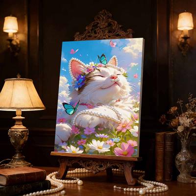 DIY Cats and Butterflies Pearl Diamond Art Painting Kits for Adults and Beginners,fine View Sparkling Painting Craft Home Wall Decor Handmade Gift