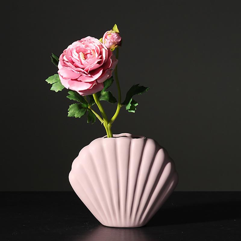 Creative Art Shell Vase Ceramic Hydroponic Vase Flower Arrangement Home Decor Indoor Decoration Desktop Ornaments