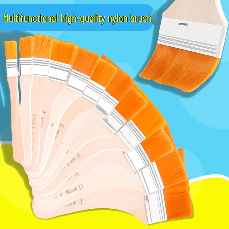 Children's Wooden Handle Nylon Bristle Brush No.1-12 for Oil Painting & BBQ