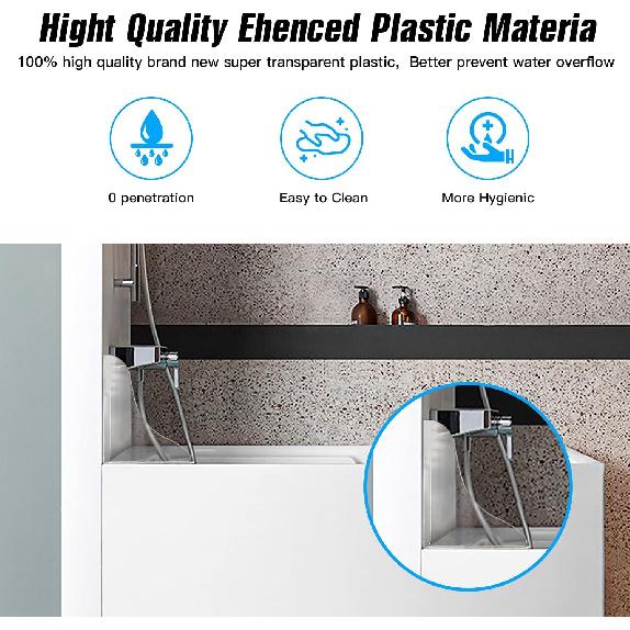 Tiga 2 Pieces Bathtub Shower Splash Guard, Bathroom Bath Tub Splash Guards with 3M Super Viscose, Perfectly Matched to Shower Curtain Weights
