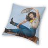 Wild West Riding High Cowgirl Square Pillowcase Polyester Linen Velvet Creative Decorative Pillow Case Room Cushion Case 45X45