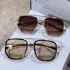Trendy Square Sunglasses Fashion Vintage Double Bridge Casual Sun Glasses Women Stylish Oversized Brand Design Shades