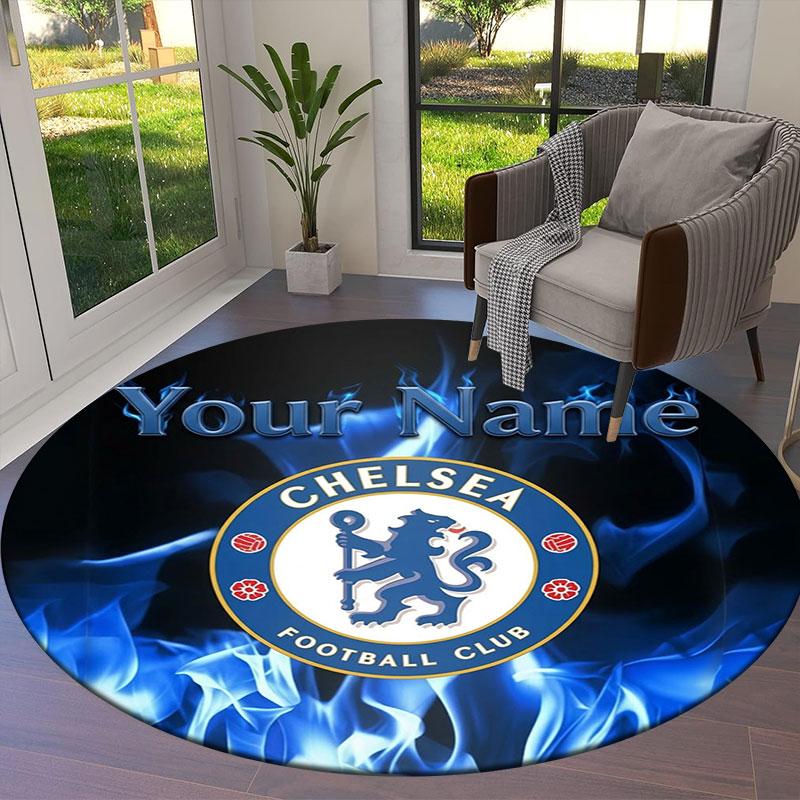 Chelsea F Custom Name Round Area Rug,Carpet Rug for Living Room Bedroom Sofa Playroom Decor,Non-slip Floor Mat