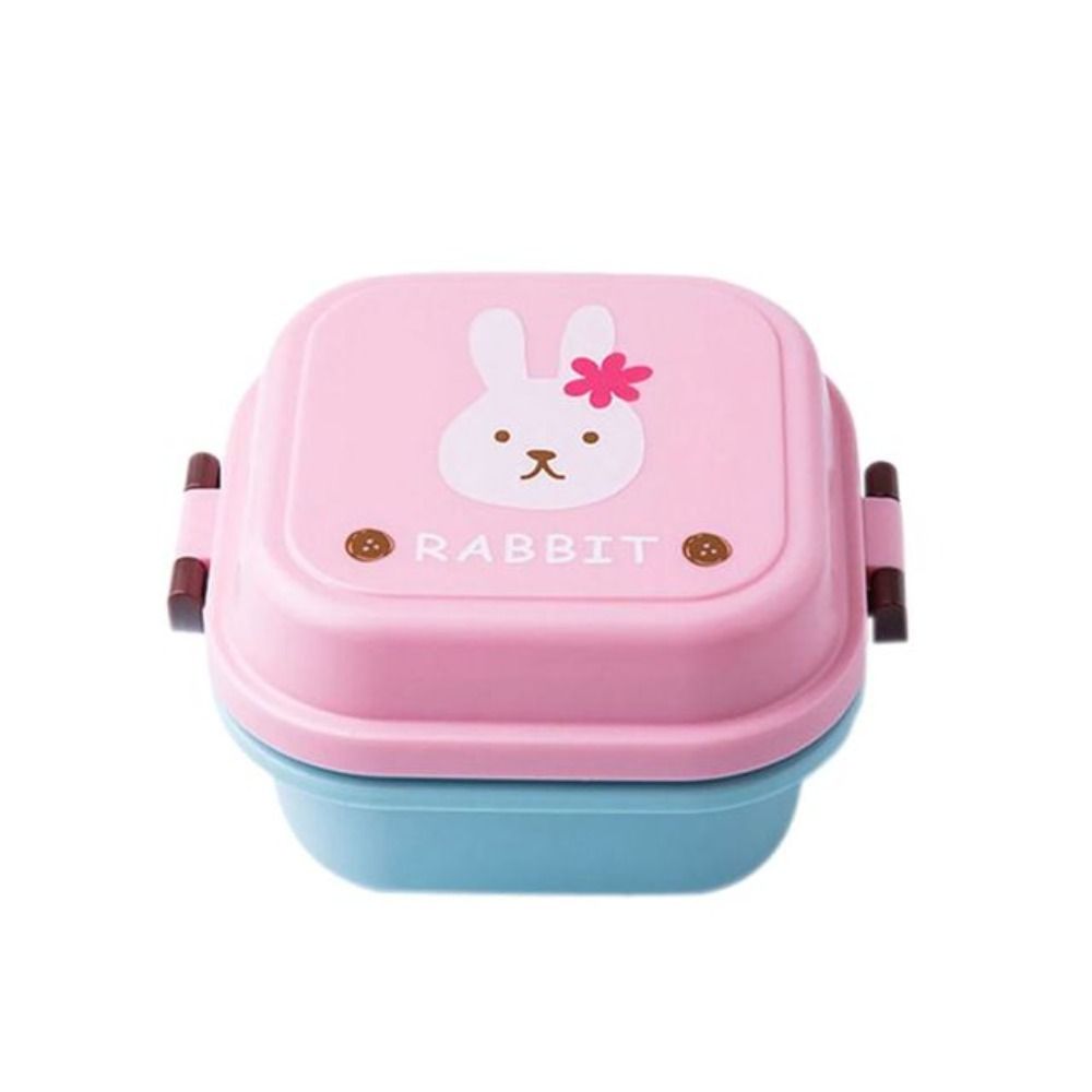 Portable Square Animal Snack Fruit Plastic Lunch Box Food Storage Box Fresh Keeping Box Tableware
