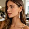 1 Paar Hängeohrringe Zirkonia-Intarsien Wassertropfen-Design Funkelnde Brautohrringe Hochzeitsfeier Schmuck-Essentials