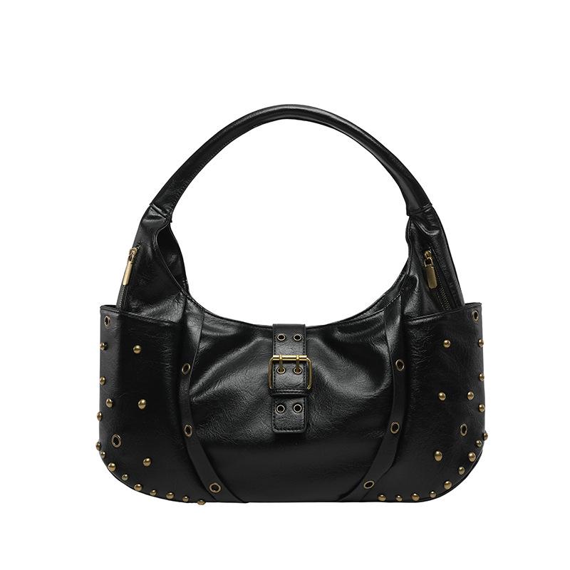 2026 Spring Versatile Rivet Women s Crossbody Tote – Large Capacity, Fashionable Commute Bag 45x10x22 cm
