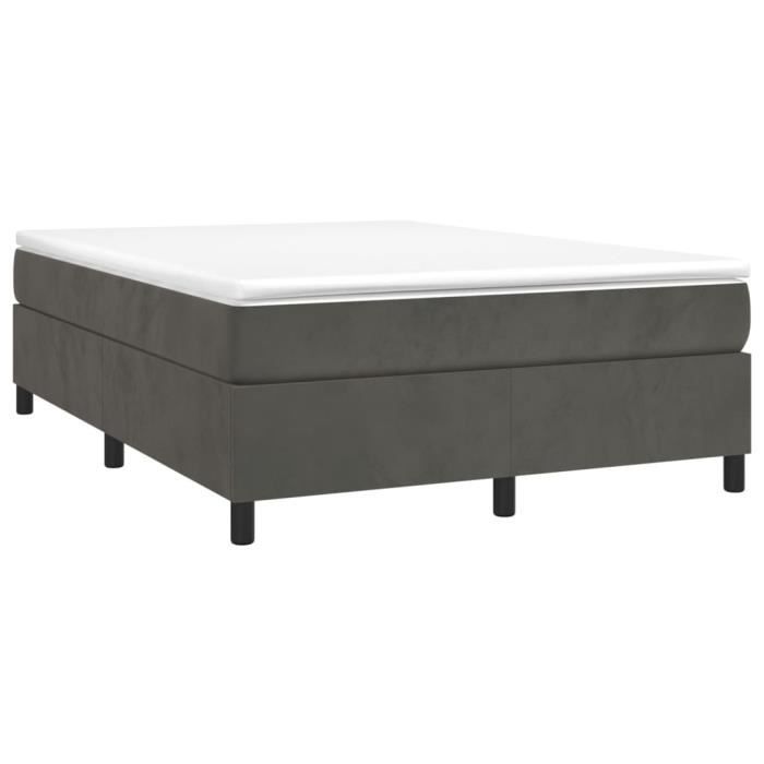 3144682 vidaXL Lit à sommier tapissier et matelas Gris foncé 140x200cm Velours