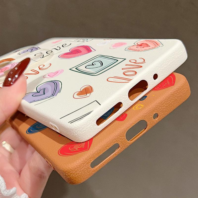 Weiche Silikonhülle mit Liebesherz-Muster für Xiaomi 13t Poco X6 M6 Pro Redmi Note 14 13 12 11 10 Pro Stoßfeste Ledertextur Einfarbige schlanke Hülle