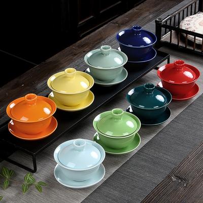 Ceramic Porcelain Gaiwan Teaware Kung Fu Tea Set Handmade Gaiwan Traditional Tea Brewing Cup Tea Making Cover Bowl Decoration