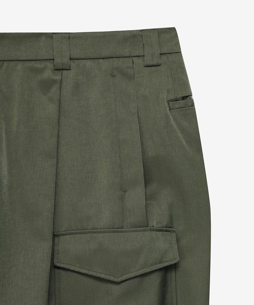 NOIRER Cotton Pleated Pocket Pants (Khaki)