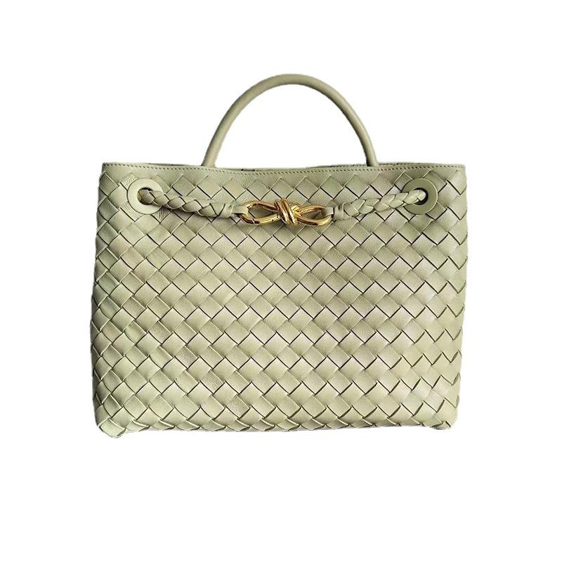 European and American Fashion New Woven Bag Large Capacity Versatile Diamond Cowhide Tote Bag Casual Shoulder Handbag