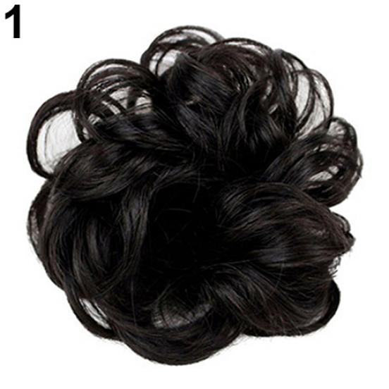 Горячие женщины леди волнистые вьющиеся волосы булочка наращивание шиньон резинка для волос