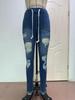 European & American Women's Elastic Waist Skinny Jeans - Stretch Ripped Cropped Style