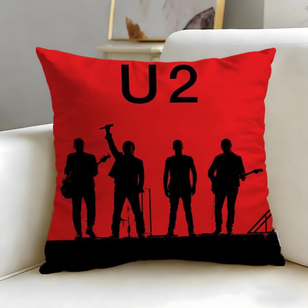 Classic Band U2 Cushion Cover Soft EasyWash Pillow Case Versatile for Couch Bed Travel and Office