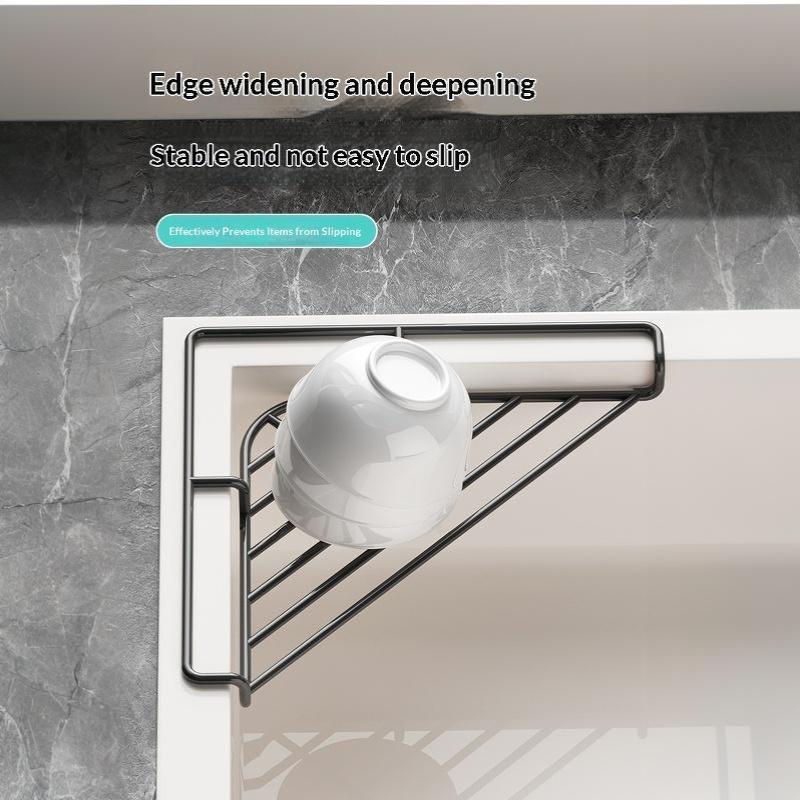 Waterproof Sink Corner Rack Anti-Rust Punch-Free Sponge Drying Rack Hollowed Sink Drain Shelf Bathroom