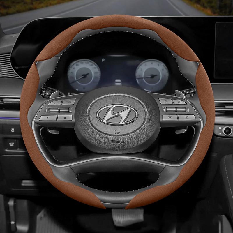 Suitable for Hyundai Anti-Slip Buckle Segmented Suede Steering Wheel Cover I30 Tucson I20 Accent I10 I40 Kona Ix35 Grand Elantra Solaris Creta Getz