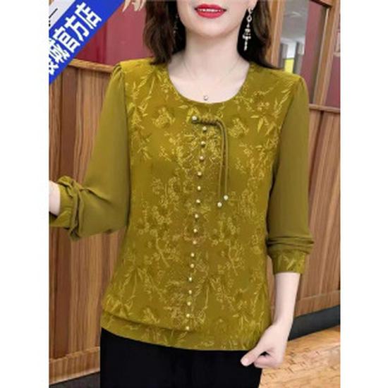 

Spring Women s Gauze Sleeve T-Shirt: Lightweight 2026 Style for Young and Mature Moms XL жовтий