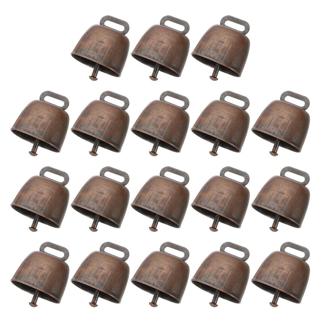 PATIKIL 1.4 x 2.4 x 1.4" Mini Cowbells, Pack of 18, Iron Vintage Style Metal Festive Bells, Animal Design, Anti-Lost, Red Bronze