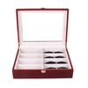 Red Sandalwood Clock & Watch Painted Wooden Box - Double-Layer 2-Position Jewelry & Watch Storage Box