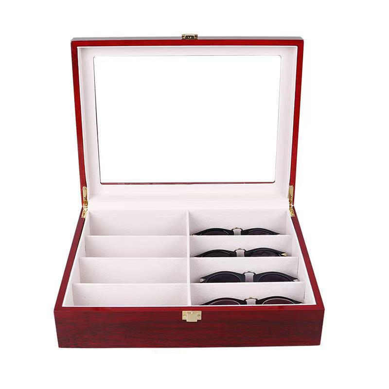 Red Sandalwood Clock & Watch Painted Wooden Box - Double-Layer 2-Position Jewelry & Watch Storage Box
