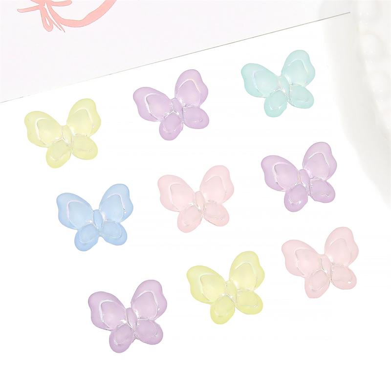 Silver Lined Frosted Butterfly Beads Acrylic Charms for DIY Jewelry Keychain 10 Pcs