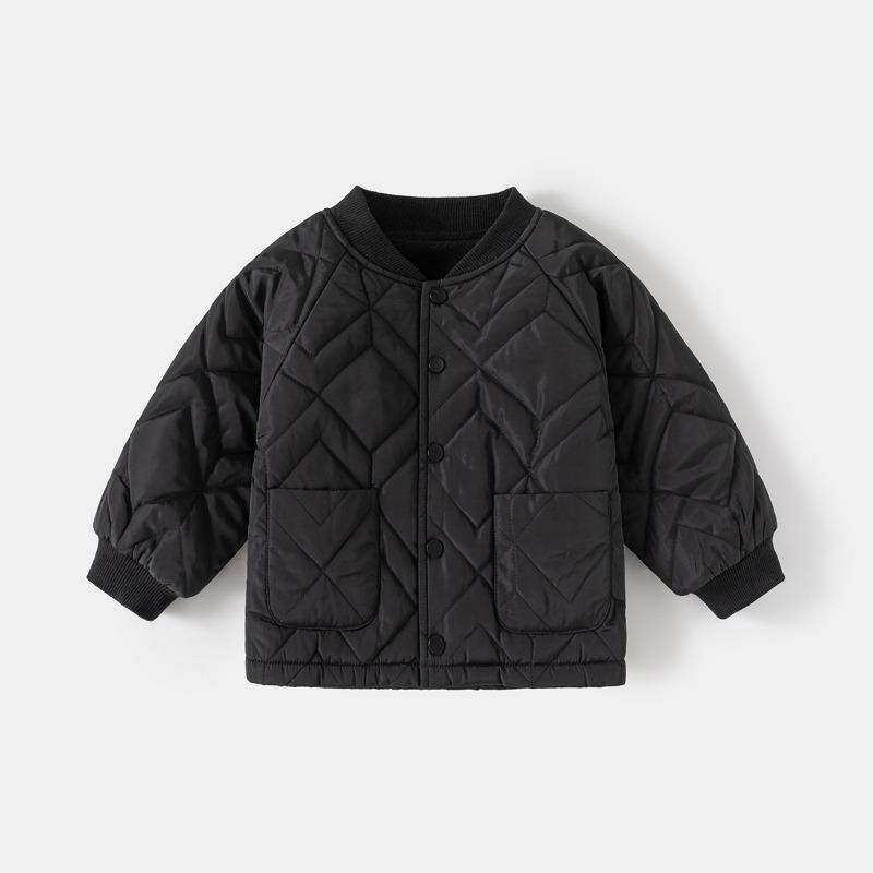 Casual Solid Color Stand Collar Boys Kids Winter Padded Outwear Coat