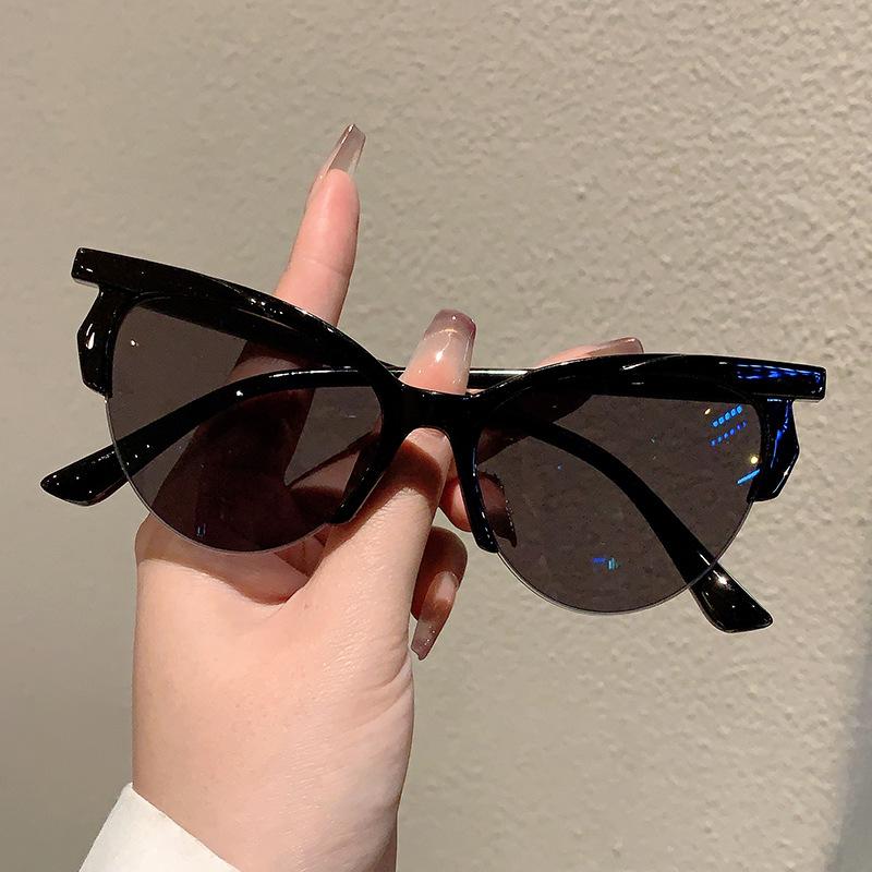 

Sexy Vintage Y2K Cat Eye Half Frame Sunglasses Women Men Punk Luxury Designer Pink Cool Shades